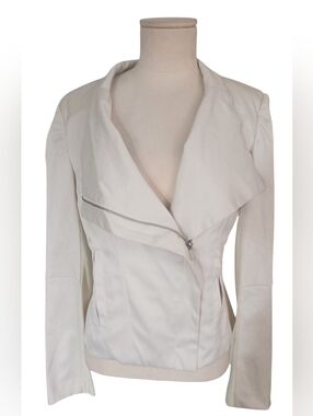 Forever 21 Ivory Motorcycle Zipper Jacket Size M NWT